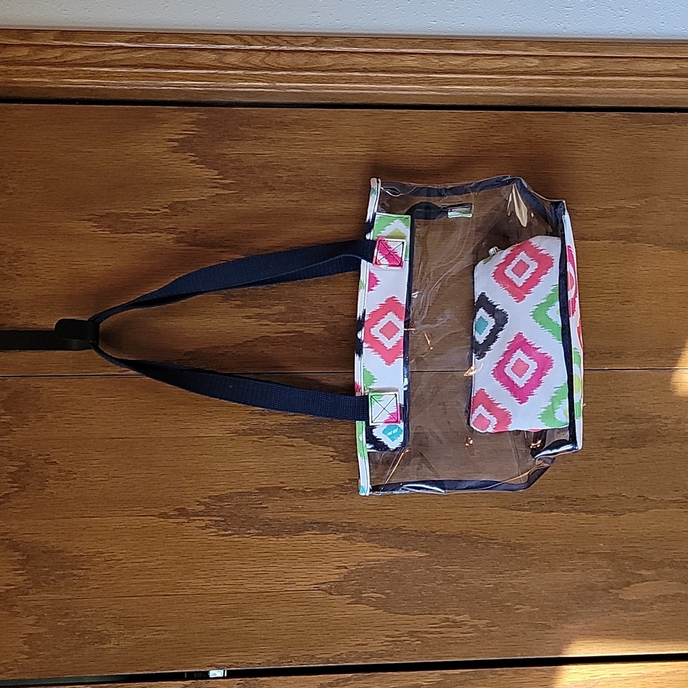 Clear tote bag with small clutch